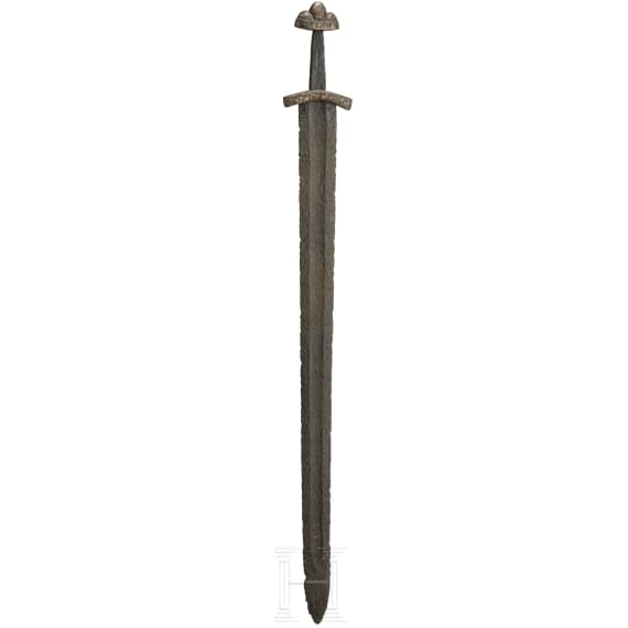 A Scandinavian Viking sword with inscribed Damascus blade, 10th century