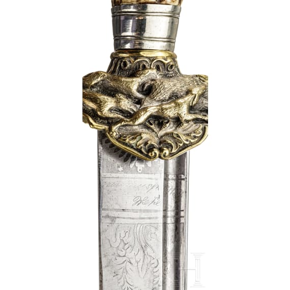 A Viennese hunting dagger with a knife, J. H. Hausmann, 19th century