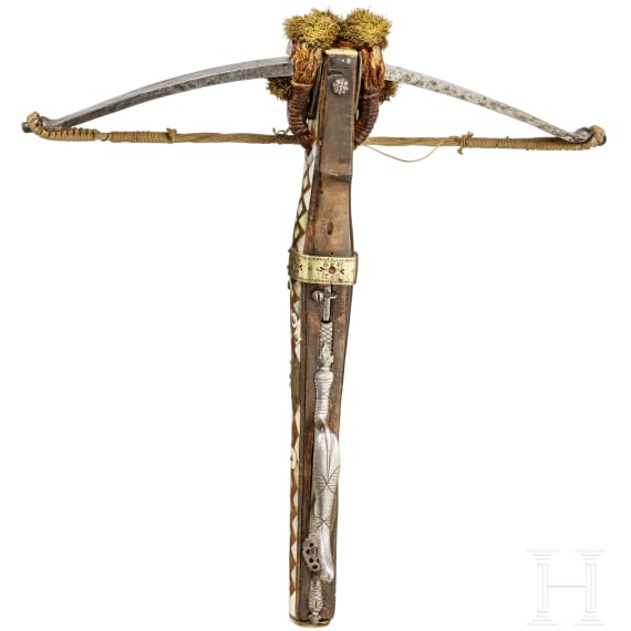 A Saxon crossbow with bone inlays, 17th/19th century