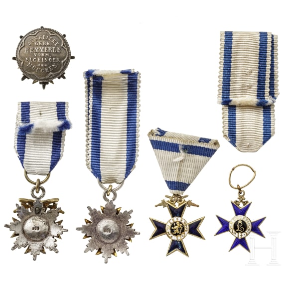 Five miniatures of the Bavarian Military Order of Merit