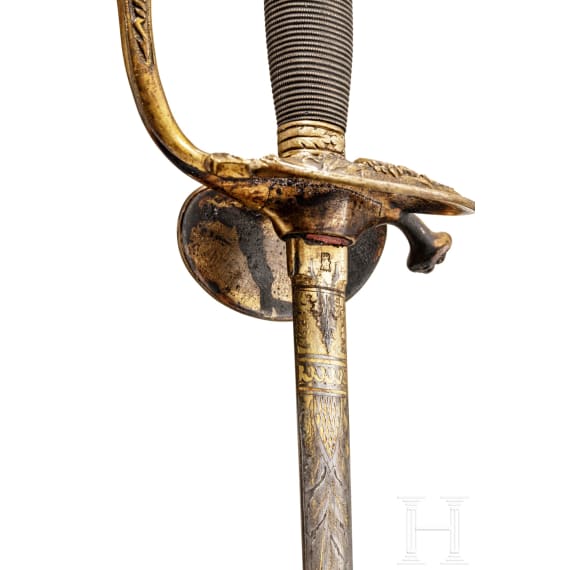 General Andrew Jackson (1767 - 1845) - Staff Officer's Sword M 1860 mit Damastklinge und einer dem 7. US-Präsidenten zugeschriebenen Haarlocke am Knauf