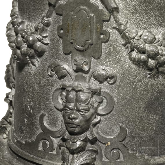 A patriotic tin tankard with Napoleon III and the German Michel, dated "Barth München 1871"