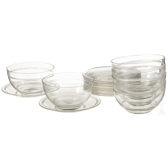 Prince and Princess Alfons of Bavaria (1862 - 1933) – six glass bowls with twelve saucers