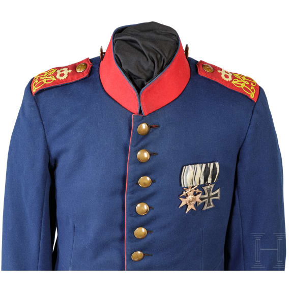 A helmet and tunic for privates in the Royal Bavarian 2nd Infantry Regiment "Kronprinz"