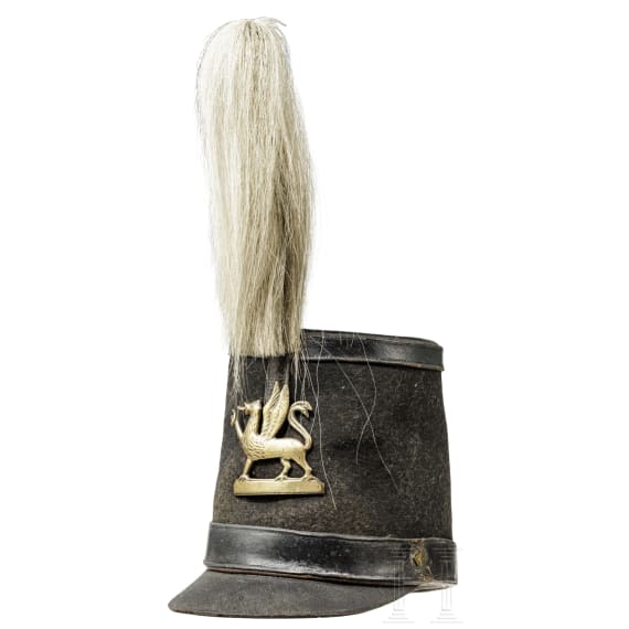 A shako, a bugle and a cartouche box of Mecklenburg troops, circa 1848 - 1900