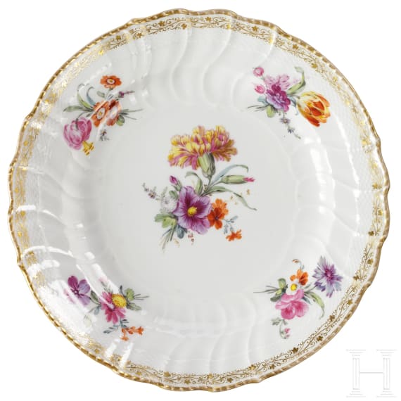Emperor Wilhelm II - six Neuosier KPM plates from the royal dinner service, 1891 - 1910
