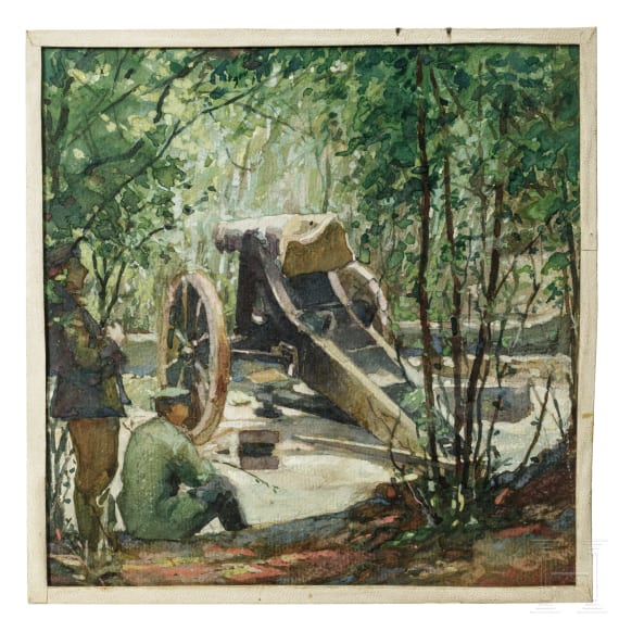 Georg Rudolph - Sammlung 31 Originalaquarelle und -zeichnungen aus dem 1. Weltkrieg sowie Ausweis