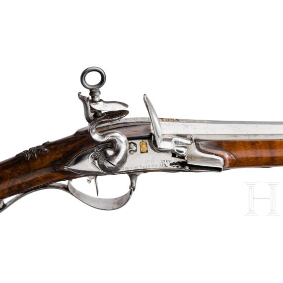 A lady's flintlock shotgun, Juan de Soto, Madrid, dated 1787