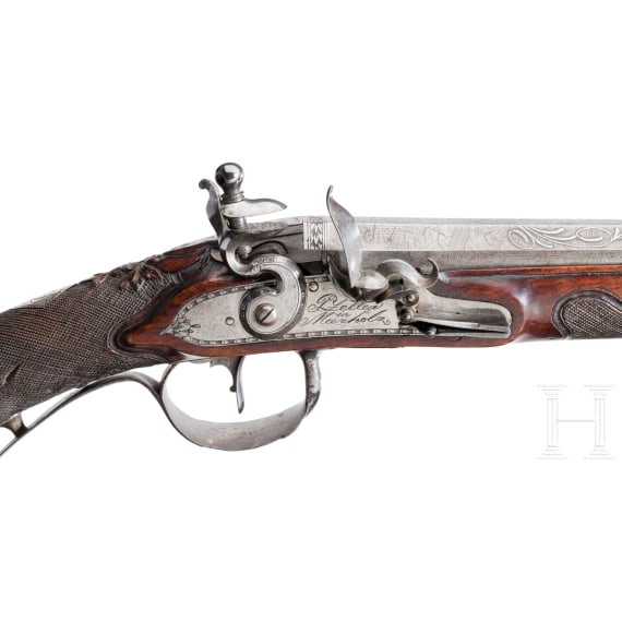 A Hessian silver-inlaid flintlock shotgun, J. Zeller, Meerholz, circa 1810