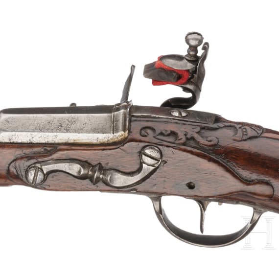 A flintlock travel pistol, R. Dick, Kassel, circa 1760