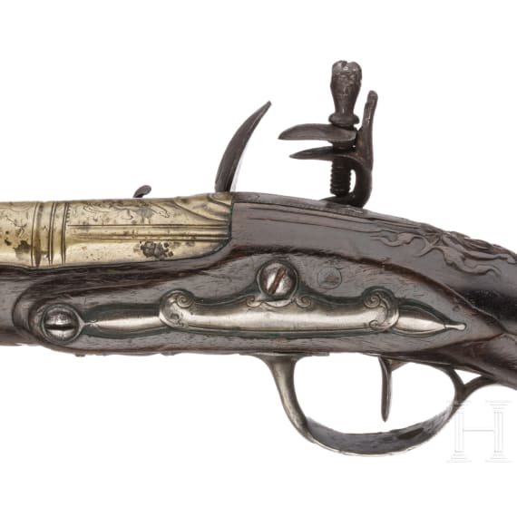 A silver mounted flintlock pistol with bronze barrel, Liège, circa 1780
