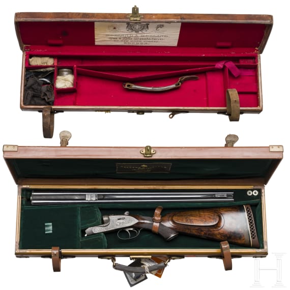 A Holland & Holland "Royal" side-by-side rifle, with two cases
