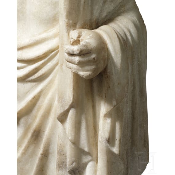 Marmorstatue des Hermanubis mit Zügen Alexanders des Großen, römisch, 1. - 2. Jhdt.