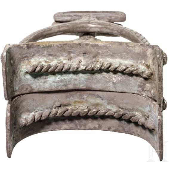 A pair of silver Viking stirrups with interlaced band and decorated with stylised animals, 9th century