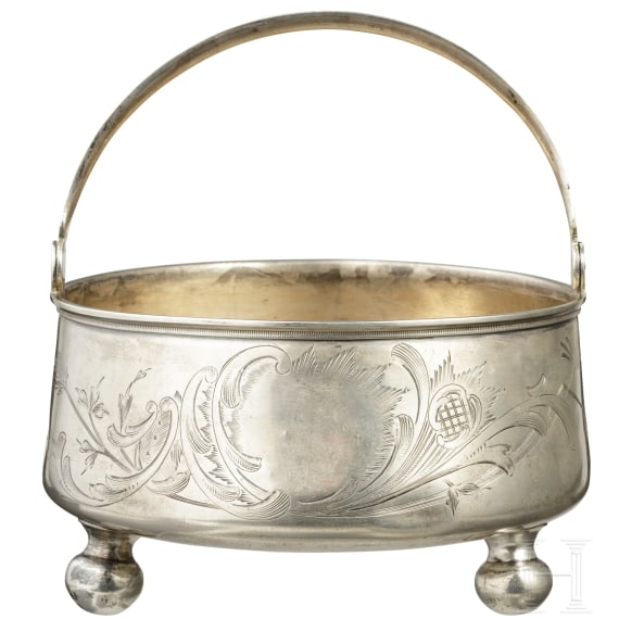 A partially gilt Russian silver bowl, Vasili Semenov, 1896 - 1908