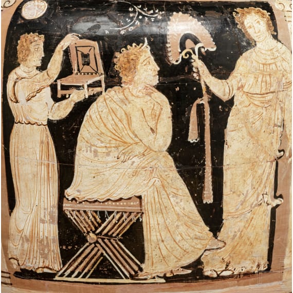 Monumentale Grabhydria mit Naiskosszene, apulisch, Mitte 4. Jhdt. v. Chr.
