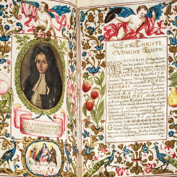 A richly decorated Italian letter of nobility, circa 1711
