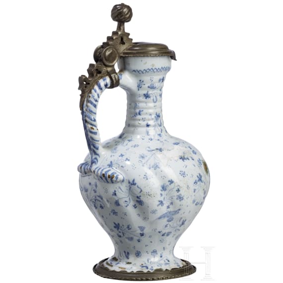 A faience narrow neck jug, Johann Jacob Marx (Master 1752 - 1783)
