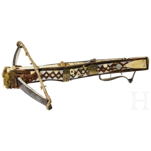 A Saxon crossbow with bone inlays, 17th/19th century