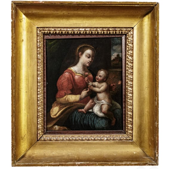 Madonna mit Kind auf Kupfer, Italien, 17. Jhdt.