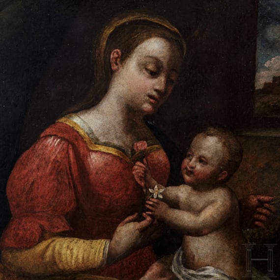Madonna mit Kind auf Kupfer, Italien, 17. Jhdt.