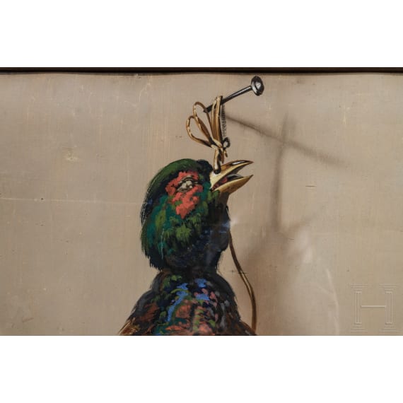 Louis Asp (1848 - 1922), Gouache, Stillleben mit Fasan, datiert 1872
