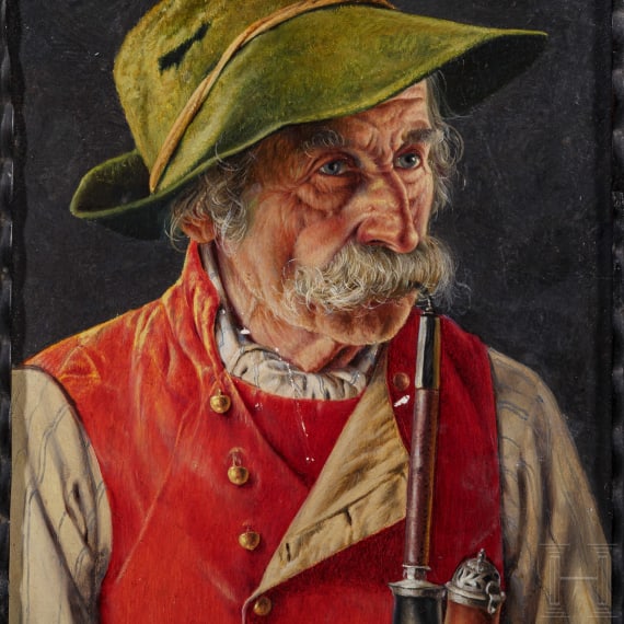Franz Xaver W&ouml;lfle - Pfeife rauchender Bauer, s&uuml;ddeutsch, 1. H&auml;lfte 20. Jhdt.