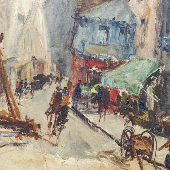 Stra&szlig;enszene in Paris, Frankreich, datiert 1950