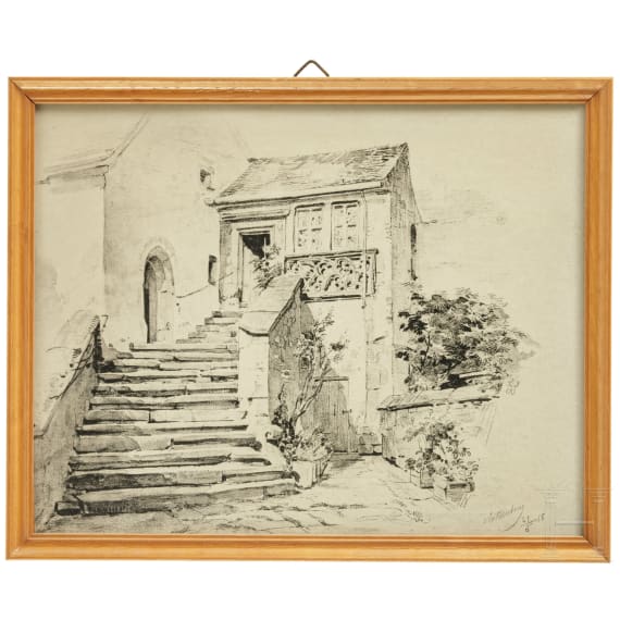 Kleine Sammlung Zeichnungen und Aquarelle, deutsch und Niederlande, 19. Jhdt.