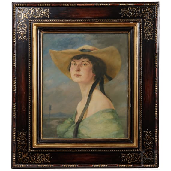 Toni Roth (1899 - 1971) - Portrait einer jungen Dame mit Hut
