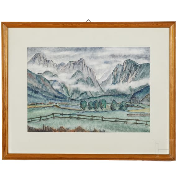 Aquarell, Ansicht von Toblach, 20. Jhdt.