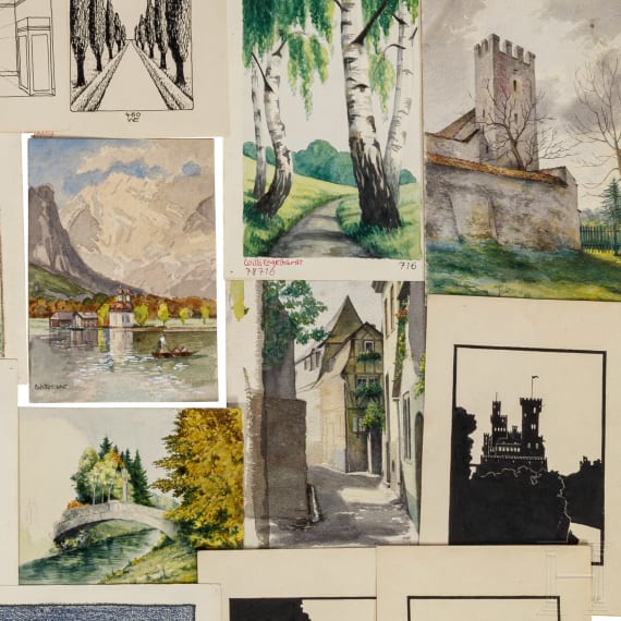 Willi Engelhardt - Studienarbeiten zu Perspektive, Architektur und Landschaft, 1920er Jahre