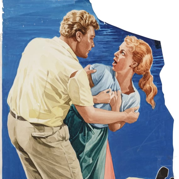 Willi Engelhardt - Teil eines Gouache-Plakatentwurfes f&uuml;r einen Film der 1950er Jahre