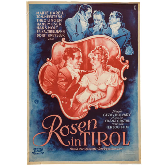 Willi Engelhardt - Filmplakat "Rosen in Tirol" mit Johannes Heesters, 1940