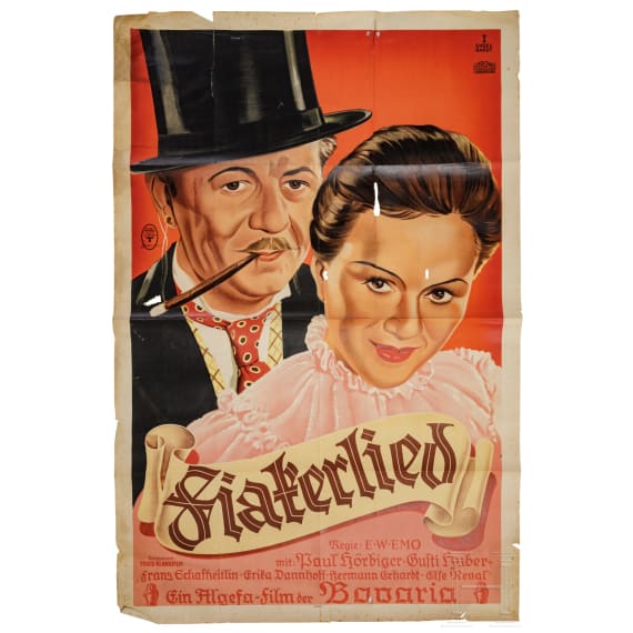 Willi Engelhardt - Filmplakat zu "Fiakerlied" mit einer Zeichnung auf der R&uuml;ckseite, 1936