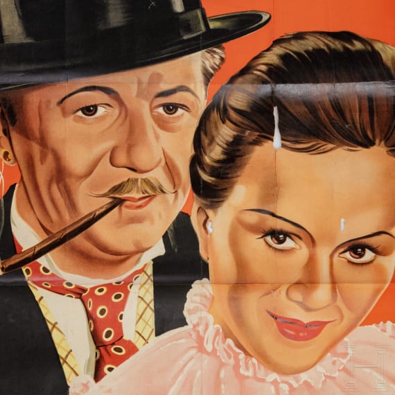 Willi Engelhardt - Filmplakat zu "Fiakerlied" mit einer Zeichnung auf der R&uuml;ckseite, 1936
