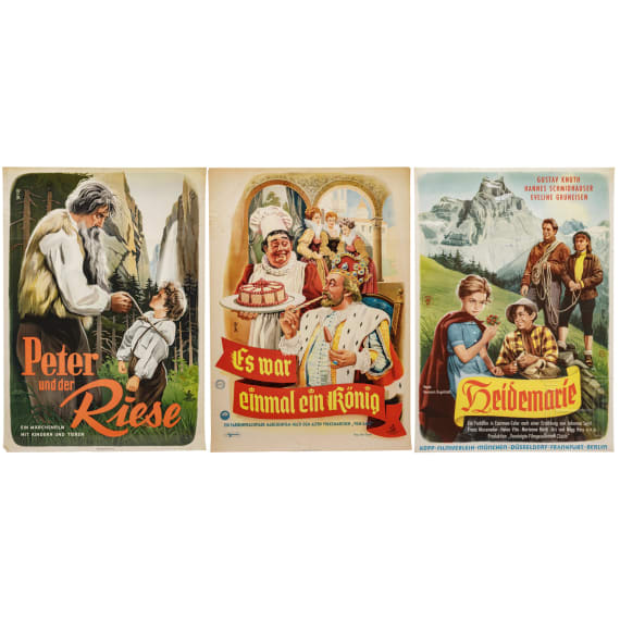 Willi Engelhardt - drei Filmplakate f&uuml;r "Peter der Riese", "Es war einmal ein K&ouml;nig" und "Heidemarie", 1950er Jahre
