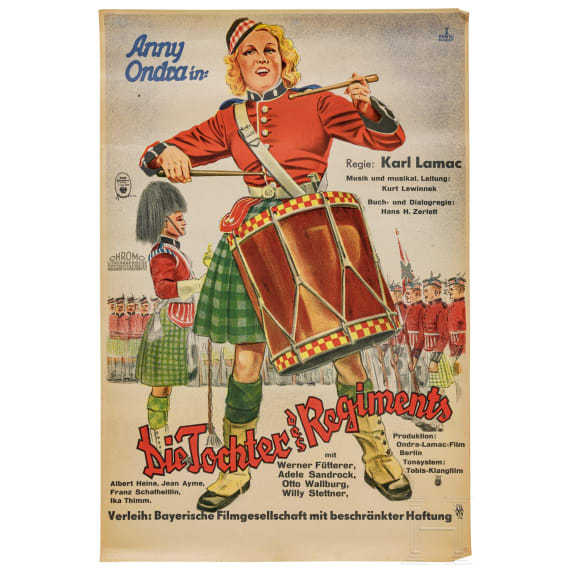 Willi Engelhardt - seltenes Filmplakat zu "Die Tochter des Regiments" mit Anny Ondra, 1933