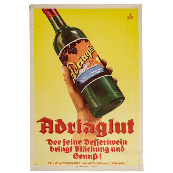 Willi Engelhardt - Plakat "Adriaglut - K&uuml;sten-Rotwein", Kathreiner in M&uuml;nchen
