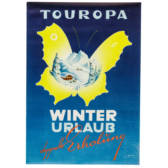 Plakat "Touropa Winter Urlaub - doppelte Erholung", 1953