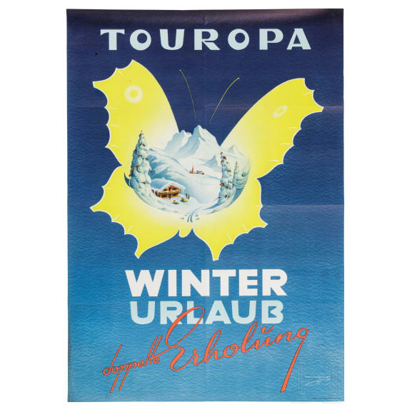 Plakat "Touropa Winter Urlaub - doppelte Erholung", 1953