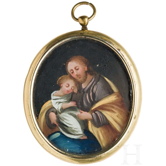 Doppelseitiges Heiligenbild mit der Heiligen Familie, um 1800
