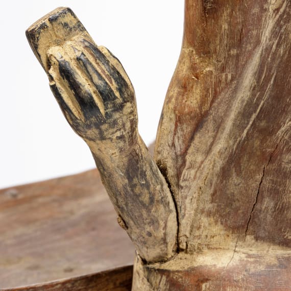 Hocker mit Figurenschmuck, Zentralafrika, 20. Jhdt.