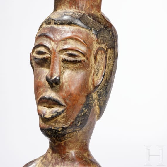 Hocker mit Figurenschmuck, Zentralafrika, 20. Jhdt.