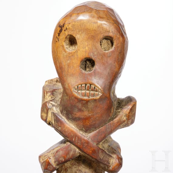 Hocker mit Figurenschmuck, Zentralafrika, 20. Jhdt.