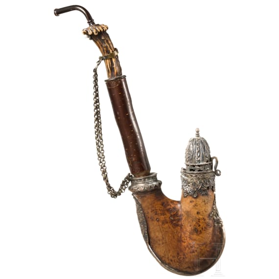Ulmer Pfeife (Kloben), Meerschaumspitze und Lorgnette, deutsch, Ende 19. Jhdt.