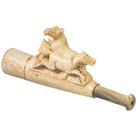 Ulmer Pfeife (Kloben), Meerschaumspitze und Lorgnette, deutsch, Ende 19. Jhdt.