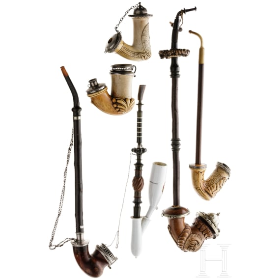 Kleine Sammlung Pfeifen, deutsch, 19. Jhdt.