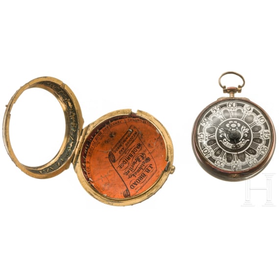 Spindeluhr mit Schildpatt-Lupenmalerei, England, um 1750