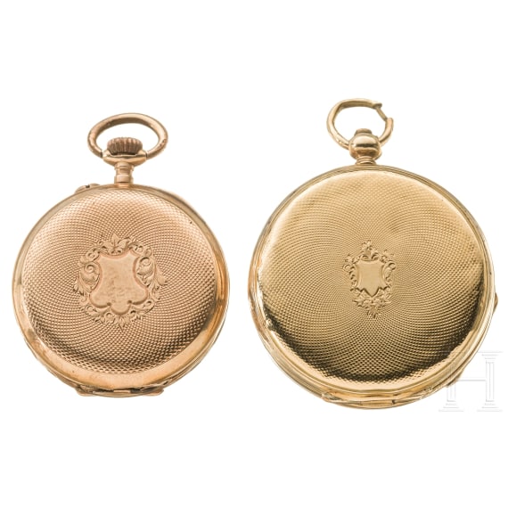 Zwei goldene Damen-Taschenuhren, um 1900